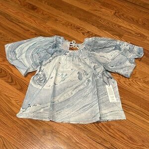 St Roche Honeycomb Top Boho Blue marvel shirt women’s size 10 new w tags